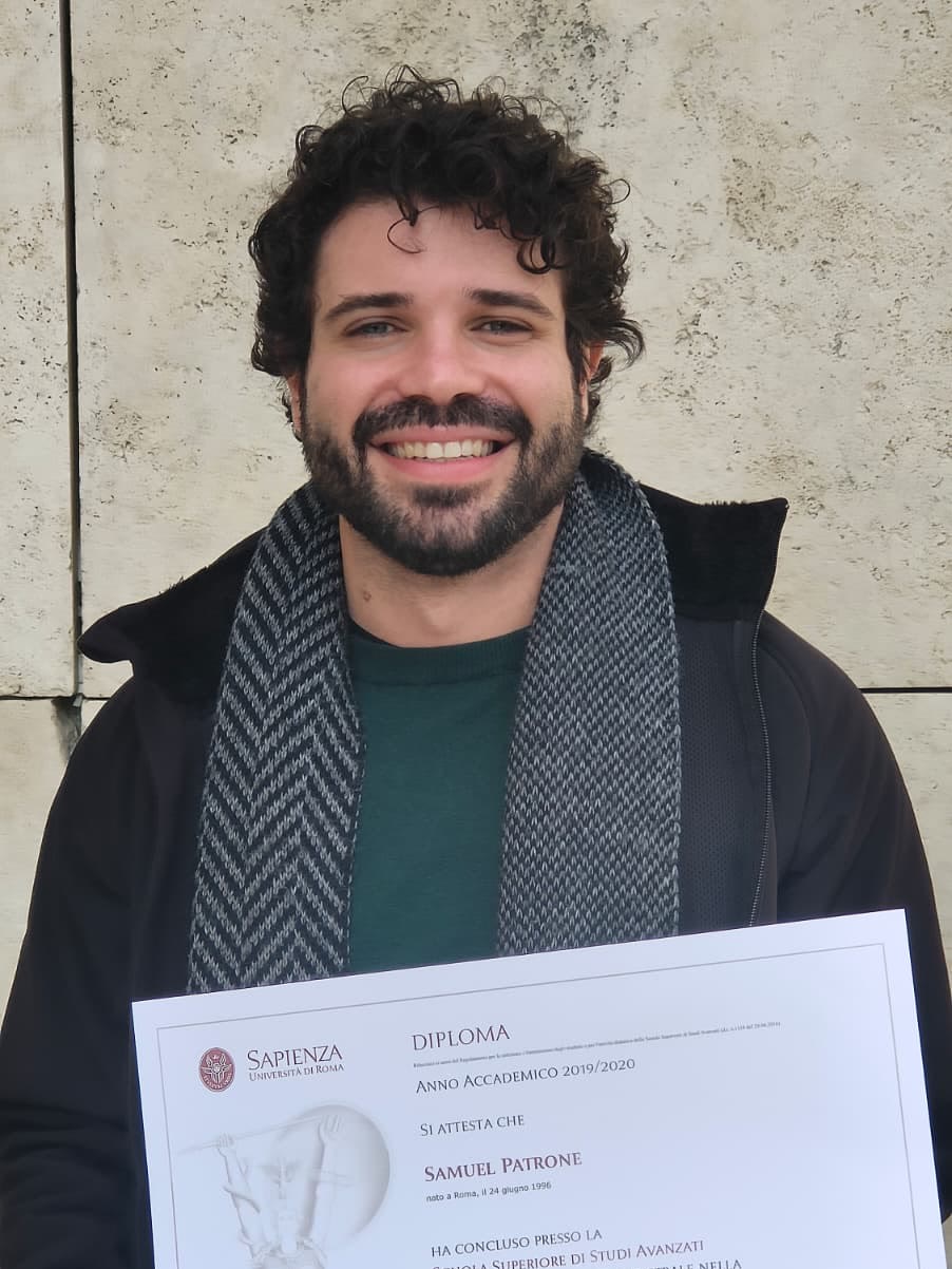 Samuel Patrone receiving his Diploma from the Sapienza School for Advanced Studies, Rome